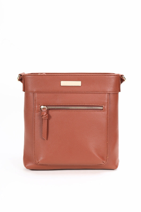 Carraig Donn Tan Brown Classic Crossbody With Front Zip