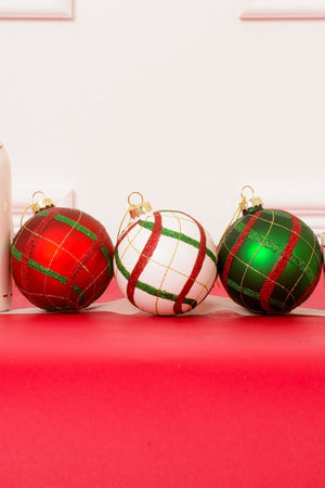 Christmas Tartan Bauble Set Of 3