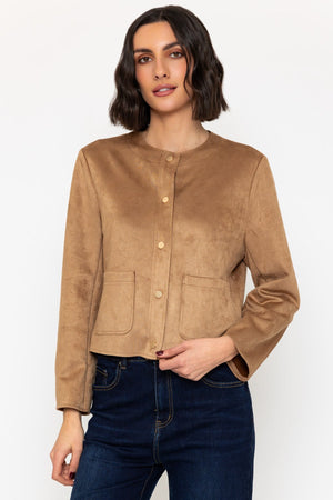 Taupe Cropped Suedette Jacket