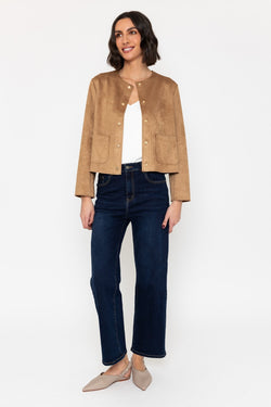 Carraig Donn Taupe Cropped Suede Jacket