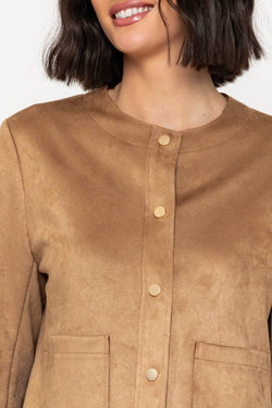 Carraig Donn Taupe Cropped Suede Jacket