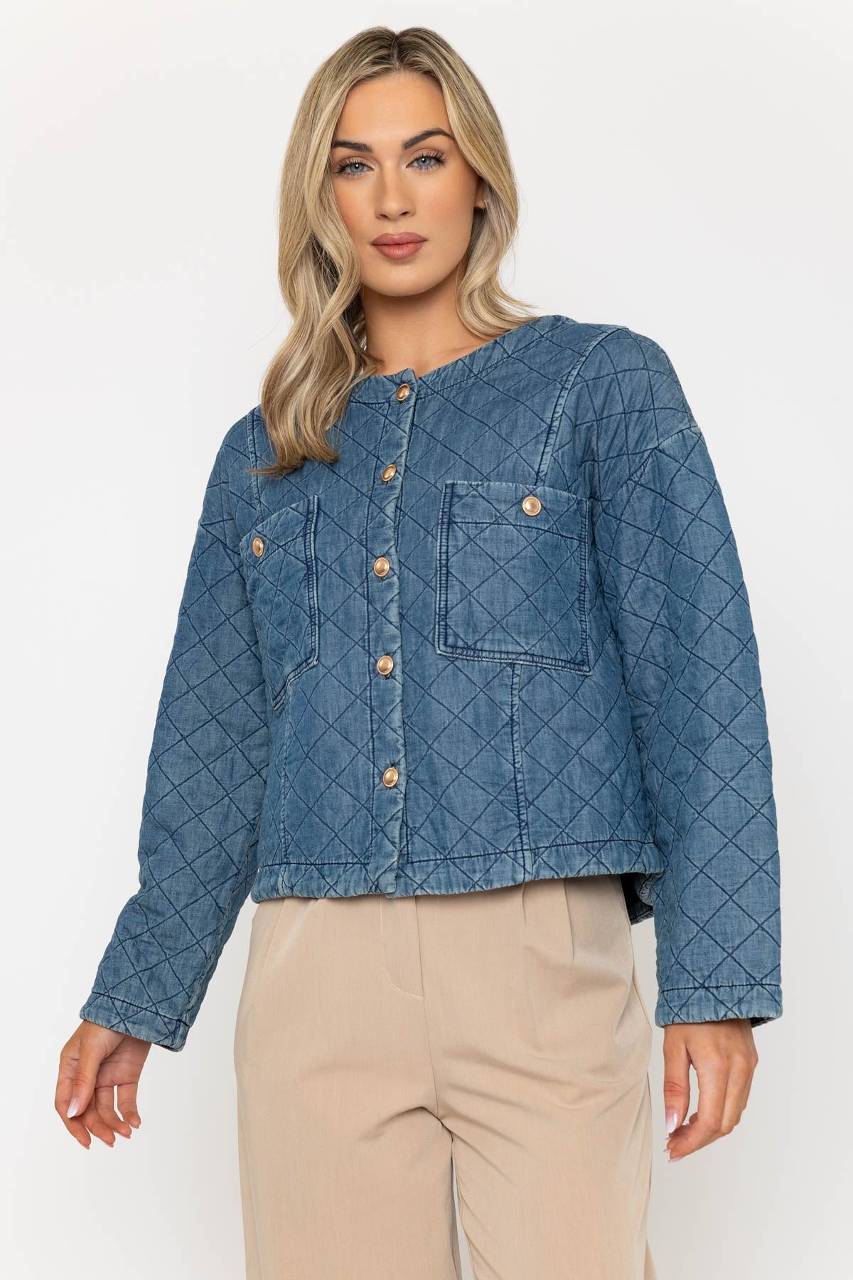 Tencel Quilted Jacket in Blue Denim