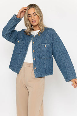 Carraig Donn Tencel Quilted Jacket in Blue Denim