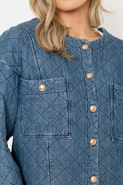 Carraig Donn Tencel Quilted Jacket in Blue Denim