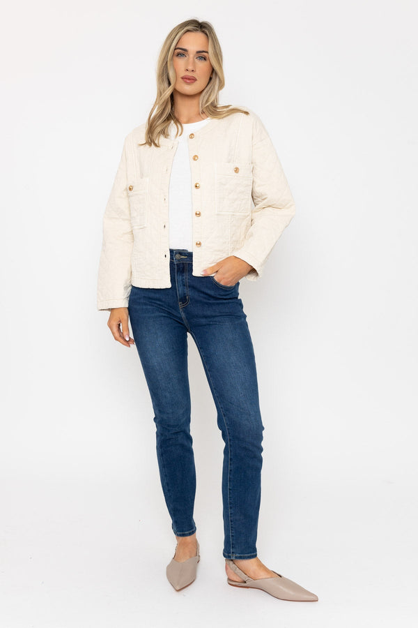 Carraig Donn Tencel Quilted Jacket in Cream