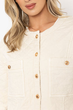 Carraig Donn Tencel Quilted Jacket in Cream