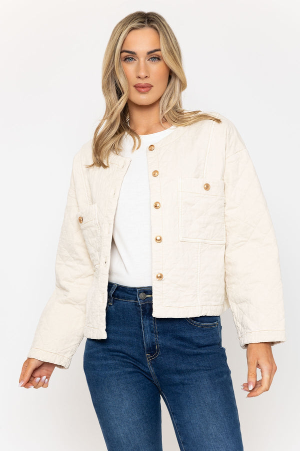 Carraig Donn Tencel Quilted Jacket in Cream