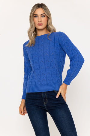 Textured Crew Knit Jumper in Blue