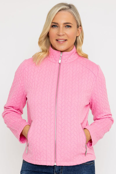 Carraig Donn Textured Jersey Zip Jacket in Pink