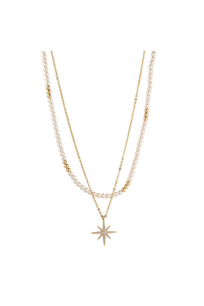 Carraig Donn Tiny Pearl & Star Layered Necklace