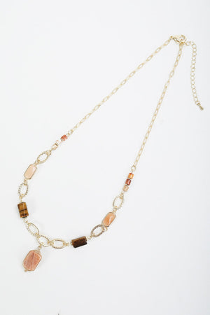 Topaz Beaded Gold Link Necklace