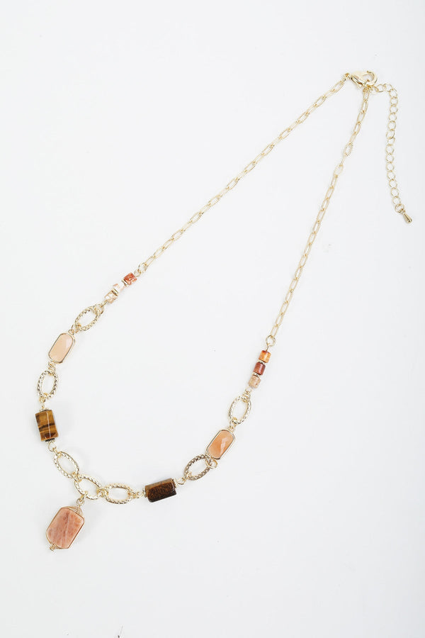 Carraig Donn Topaz Beaded Gold Link Necklace