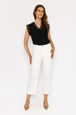 Carraig Donn Turn Up White Jeans