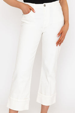 Carraig Donn Turn Up White Jeans