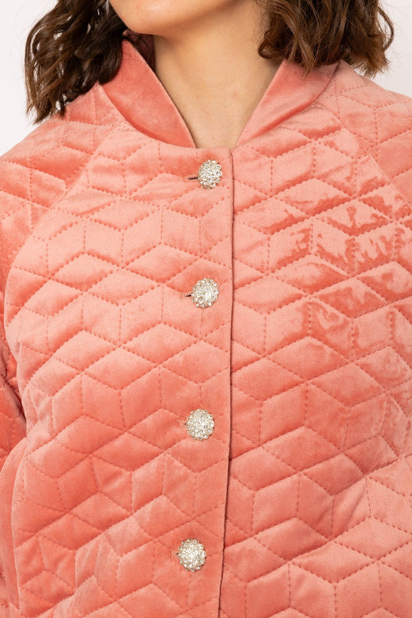 Carraig Donn Velvet Bomber Jacket in Rose