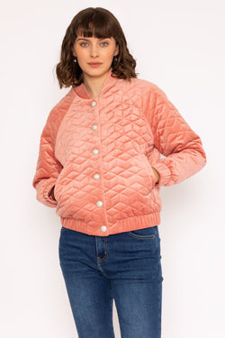 Carraig Donn Velvet Bomber Jacket in Rose