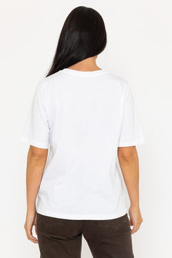 Carraig Donn White Boyfriend T-Shirt with Slogan Print