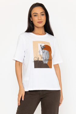 Carraig Donn White Boyfriend T-Shirt with Slogan Print