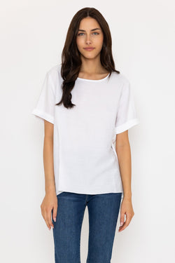 Carraig Donn White Button Back Linen Like Top