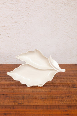 Carraig Donn White Ceramic Double Leaf Shape Serving Platter