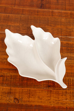 Carraig Donn White Ceramic Double Leaf Shape Serving Platter