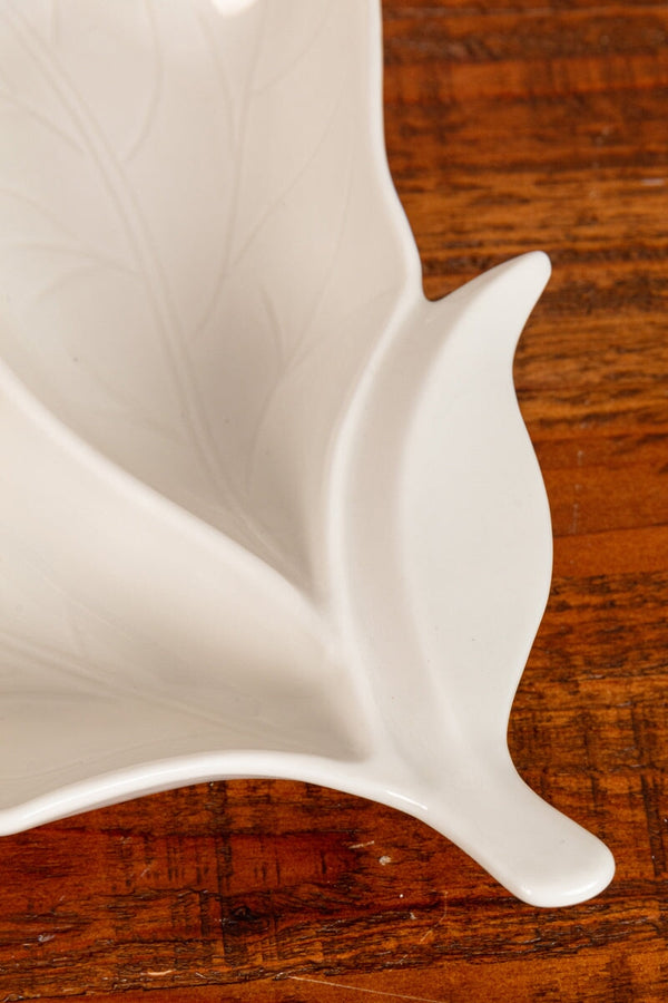 Carraig Donn White Ceramic Double Leaf Shape Serving Platter