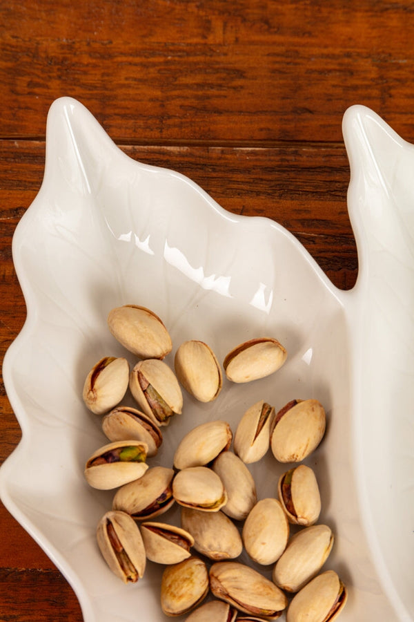 Carraig Donn White Ceramic Double Leaf Shape Serving Platter