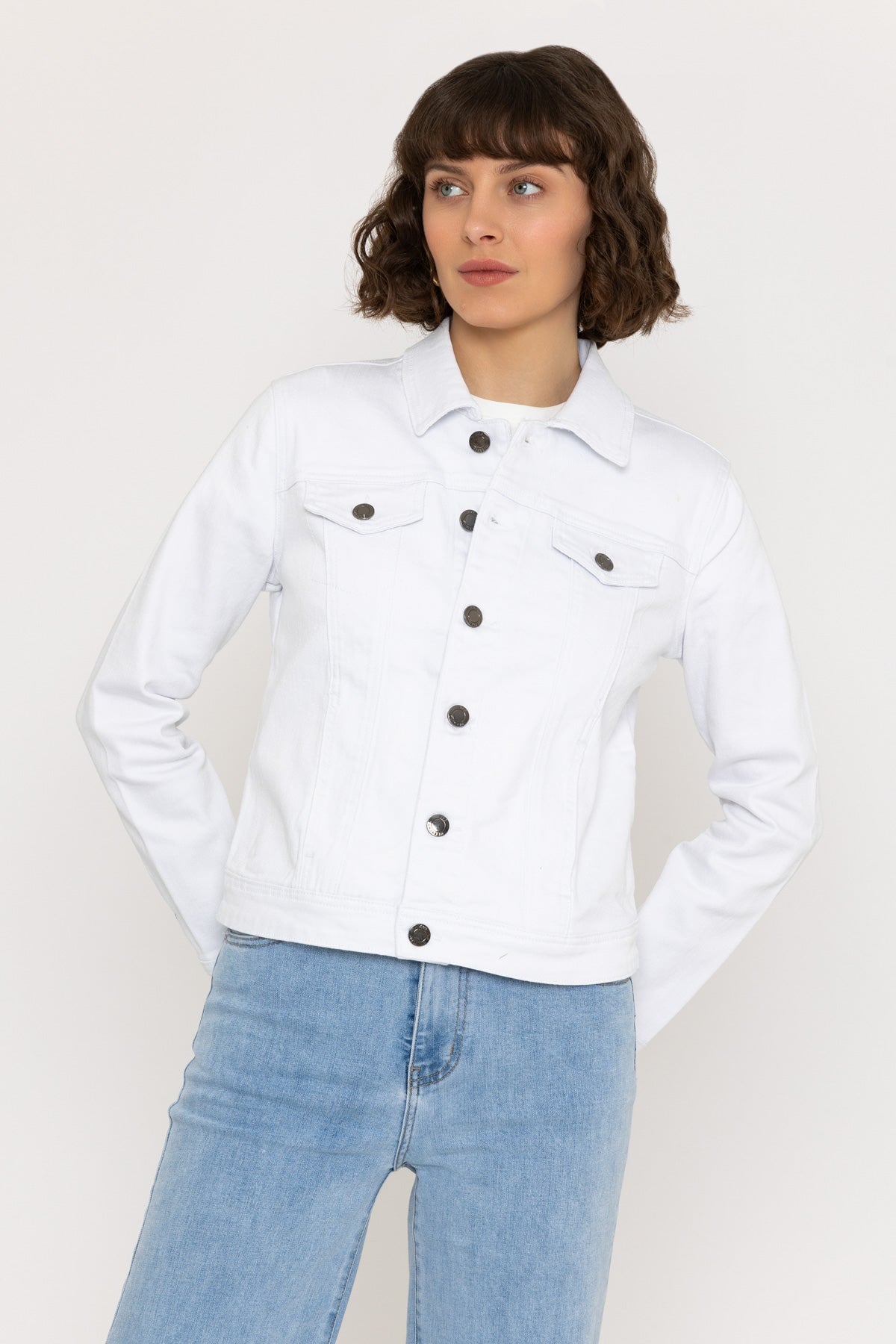 White Denim Jacket with Pockets