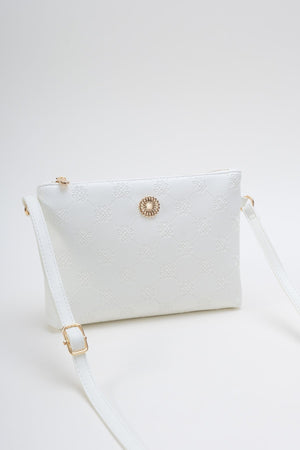 White Embossed Crossbody Bag