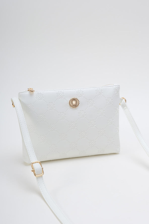 Carraig Donn White Embossed Crossbody Bag