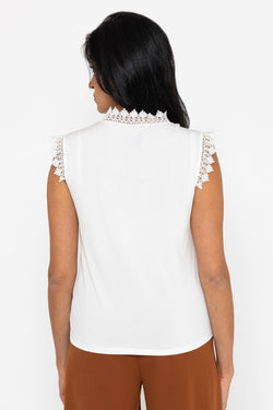 Carraig Donn White Lace Detail Slinky Sleeveless Top