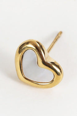 Carraig Donn White Shell Gold Heart Earrings