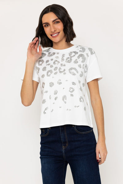 Carraig Donn White T-Shirt with Silver Sequin Detail