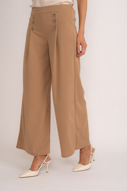 Carraig Donn Wide Leg Scuba Trousers in Camel