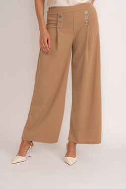 Carraig Donn Wide Leg Scuba Trousers in Camel