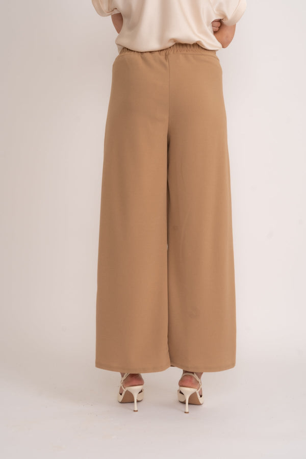 Carraig Donn Wide Leg Scuba Trousers in Camel