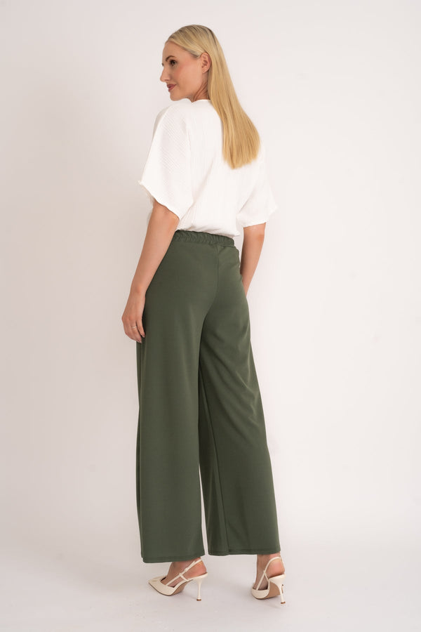 Carraig Donn Wide Leg Scuba Trousers in Khaki