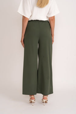 Carraig Donn Wide Leg Scuba Trousers in Khaki