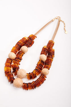 Carraig Donn Wood and Tortoise Beaded Necklace