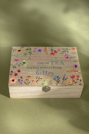 Wooden Floral Tea Box