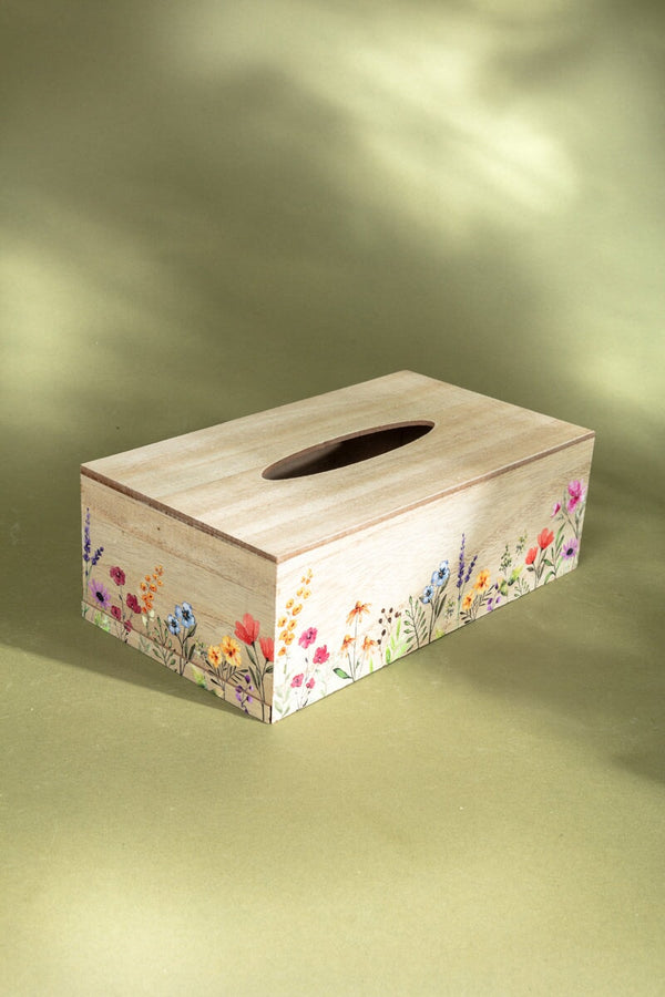 Carraig Donn Wooden Floral Tissue Box