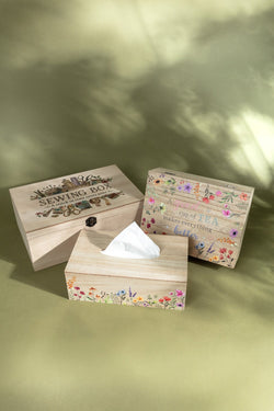 Carraig Donn Wooden Floral Tissue Box