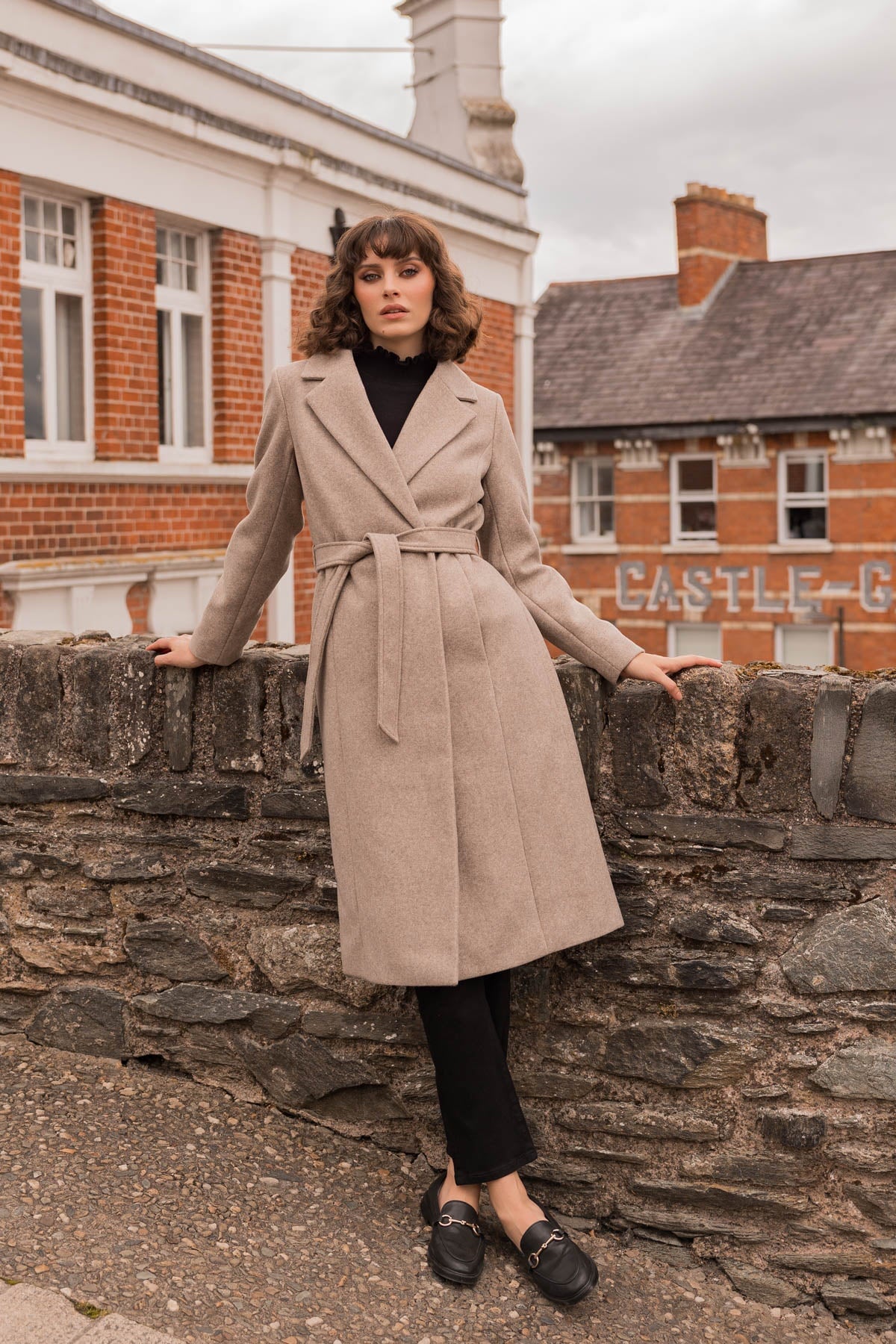 Wrap Coat in Camel Ladies Coats Carraig Donn