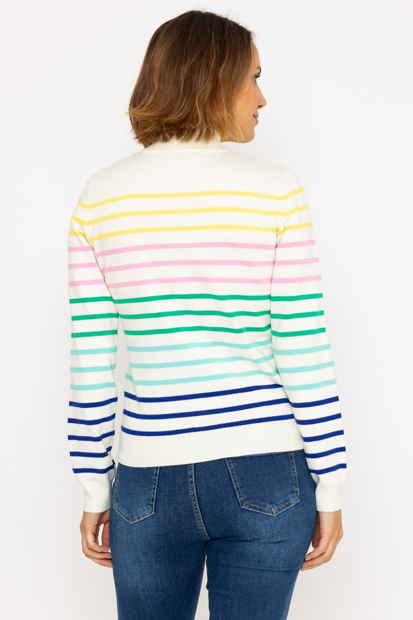 Carraig Donn Zip Neck Multicolour Knit Jumper