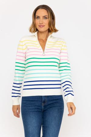 Zip Neck Multicolour Knit Jumper