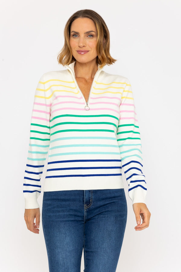 Carraig Donn Zip Neck Multicolour Knit Jumper