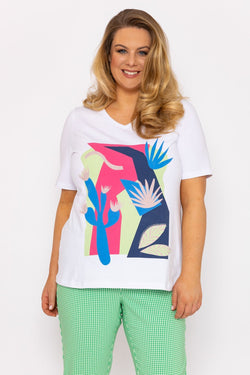 Carraig Donn Abstract Cactus Graphic Top in Off White