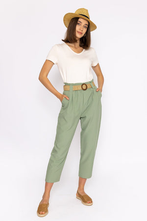 Belted Pants in Sage