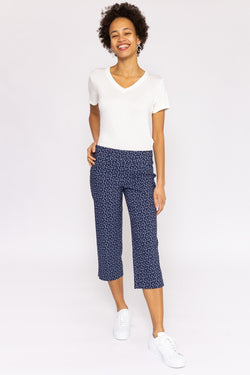 Carraig Donn Bengaline Crop Pants in Navy Print