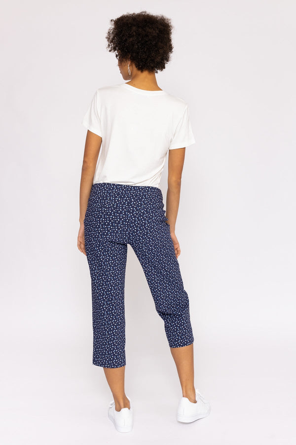 Carraig Donn Bengaline Crop Pants in Navy Print